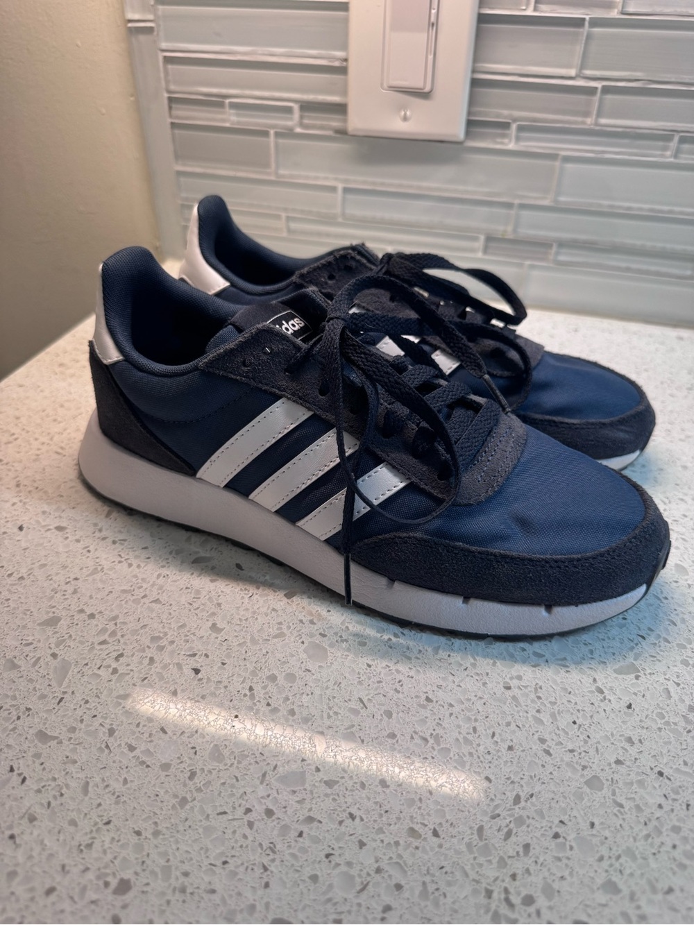adidas Navy and White Retro Runner Sneakers